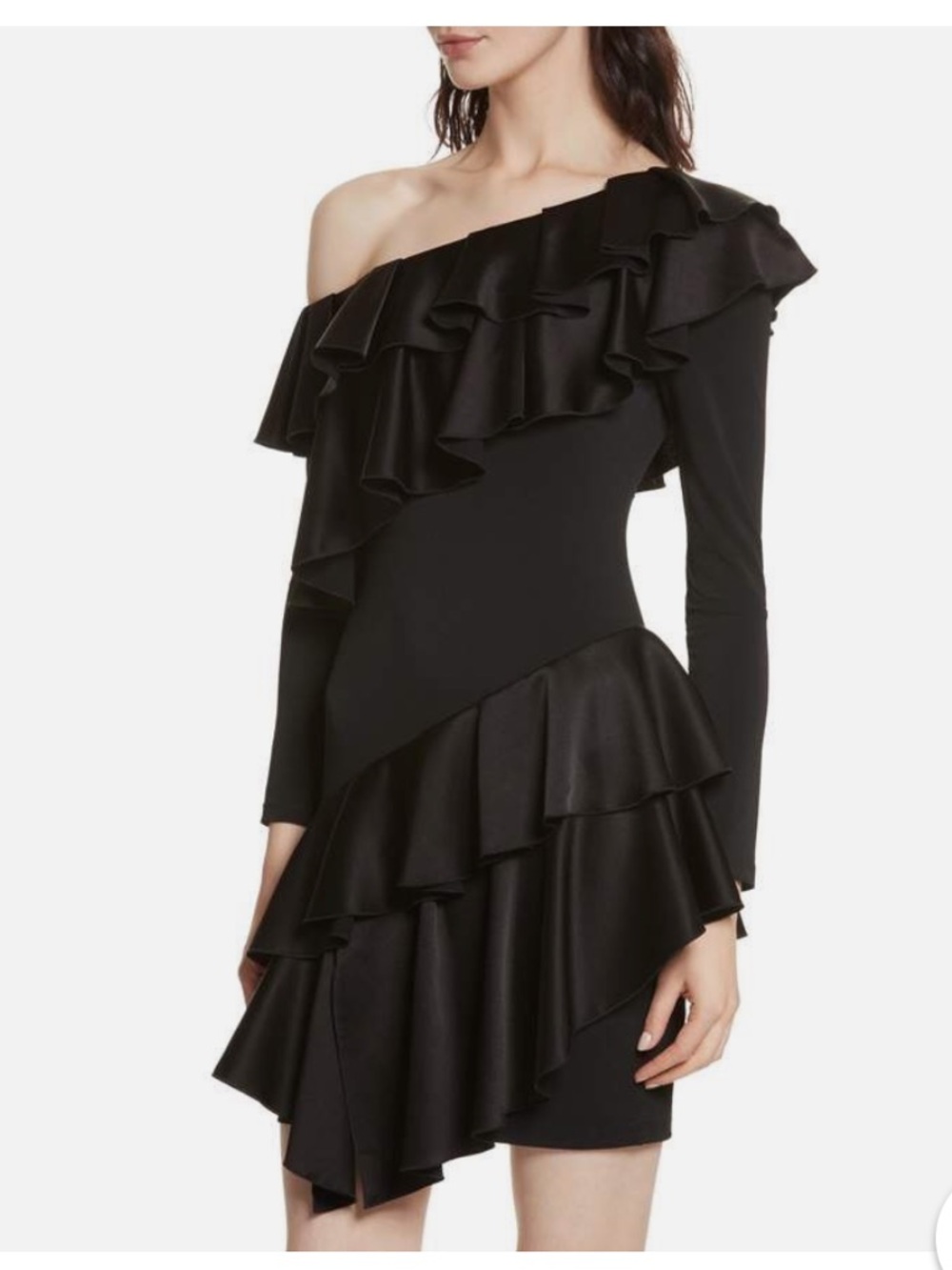 Alice + Olivia Izzy One Shoulder Ruffle Dress
